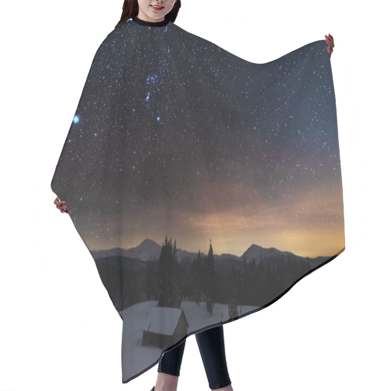 Personality  A Bright Starry Night In The Mountains With The Milky Way In The Sky, Venus And Millions Of Stars Highlighting Beautiful Mountain Huts In The Valley. Hair Cutting Cape