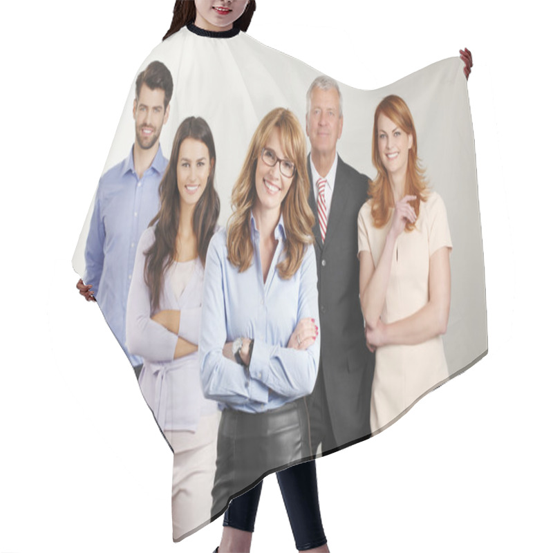 Personality  Happy Business People Group Hair Cutting Cape