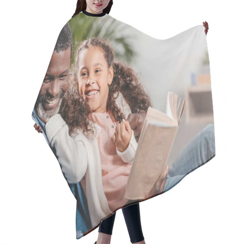 Personality  Man Reading Book With Daughter At Home Hair Cutting Cape