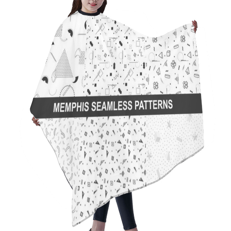 Personality  Collection Of Memphis Seamless Patterns. Hair Cutting Cape