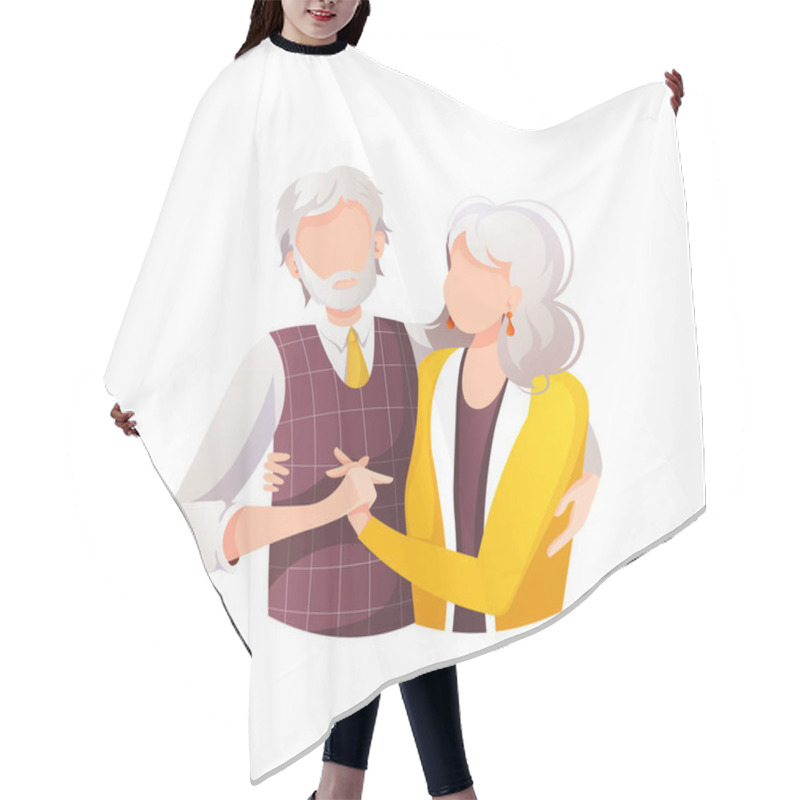 Personality  Vector Of Modern Design For Grandparents Day Illustration With A Couple Of Old People Hugging Each Other Hair Cutting Cape