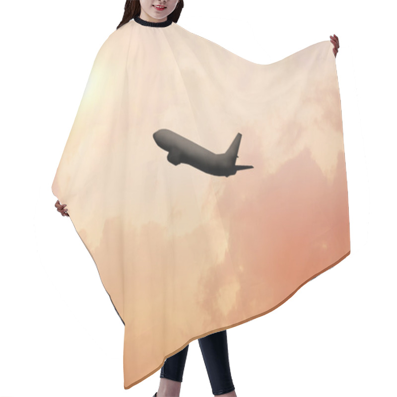 Personality  Silhouette Of Aircraft In The Sky Hair Cutting Cape