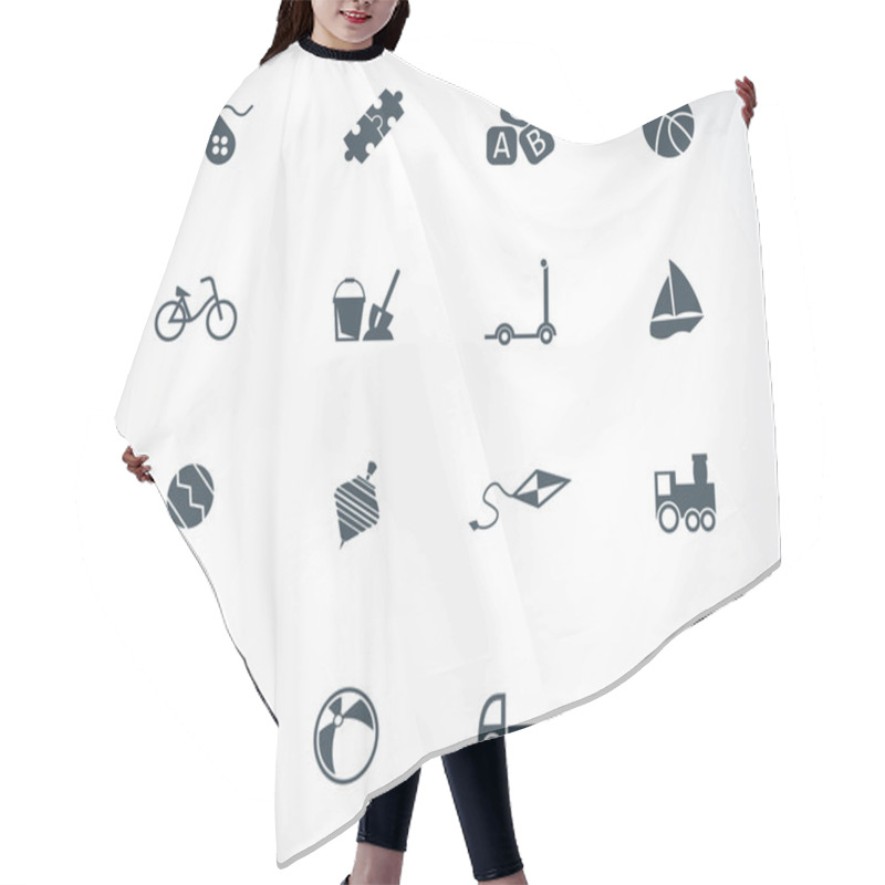 Personality  Vector Black Toys Icons Set Hair Cutting Cape