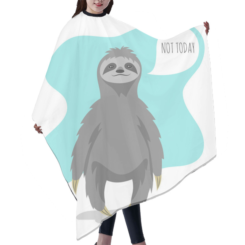 Personality  Vector Illustration Of Lazy Sloth With The Speech Bubble Hair Cutting Cape