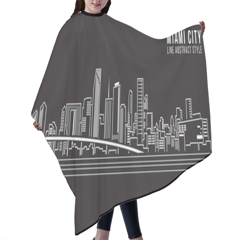 Personality  Cityscape Building Line Art Illustration Design - Miami City Hair Cutting Cape