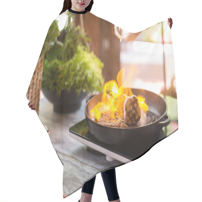 Personality  Flame In Frying Pan. Hair Cutting Cape