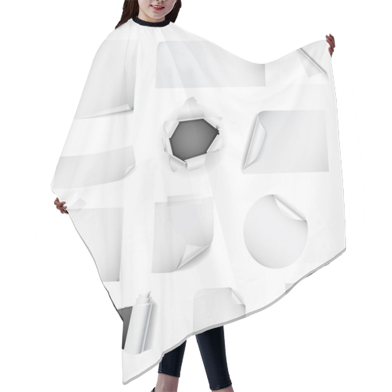 Personality  Set Of White Paper Design Elements Hair Cutting Cape