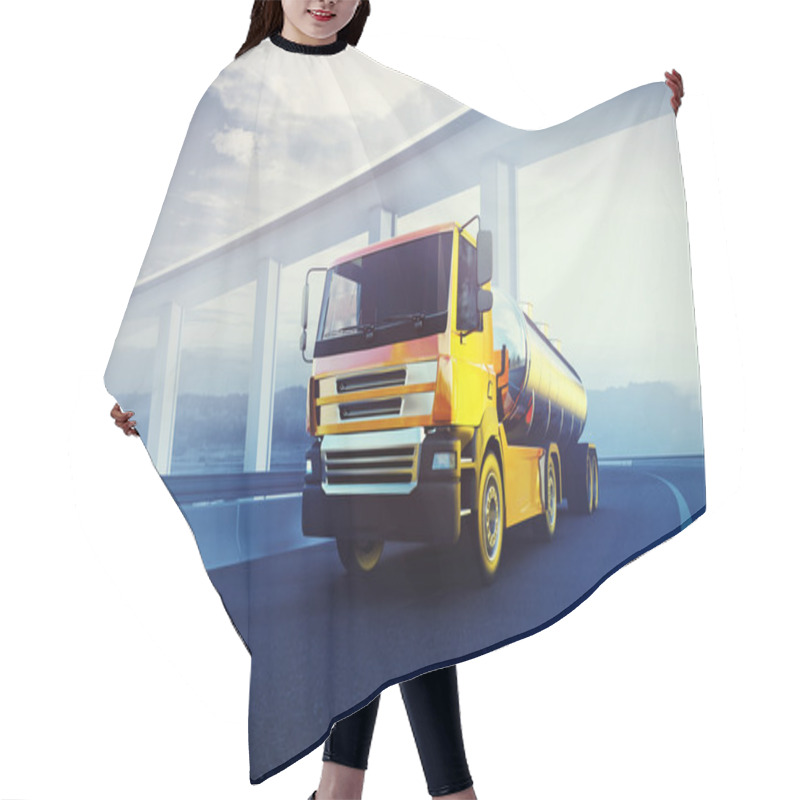 Personality  Truck On Asphalt Road Highway Hair Cutting Cape