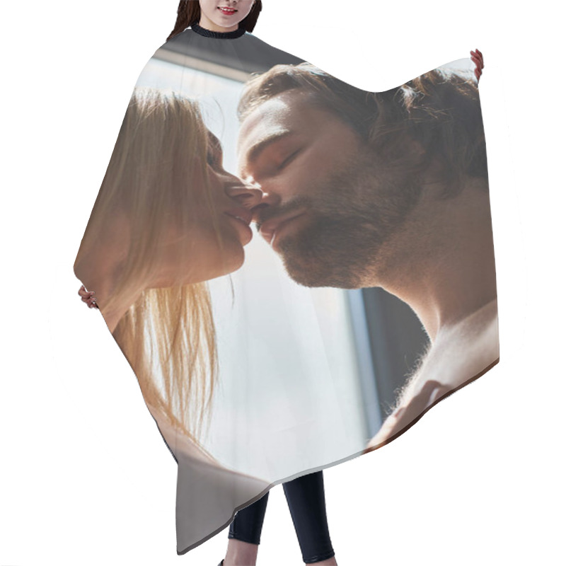 Personality  A Passionate Moment Captured As A Man And Woman Share A Tender Kiss Hair Cutting Cape