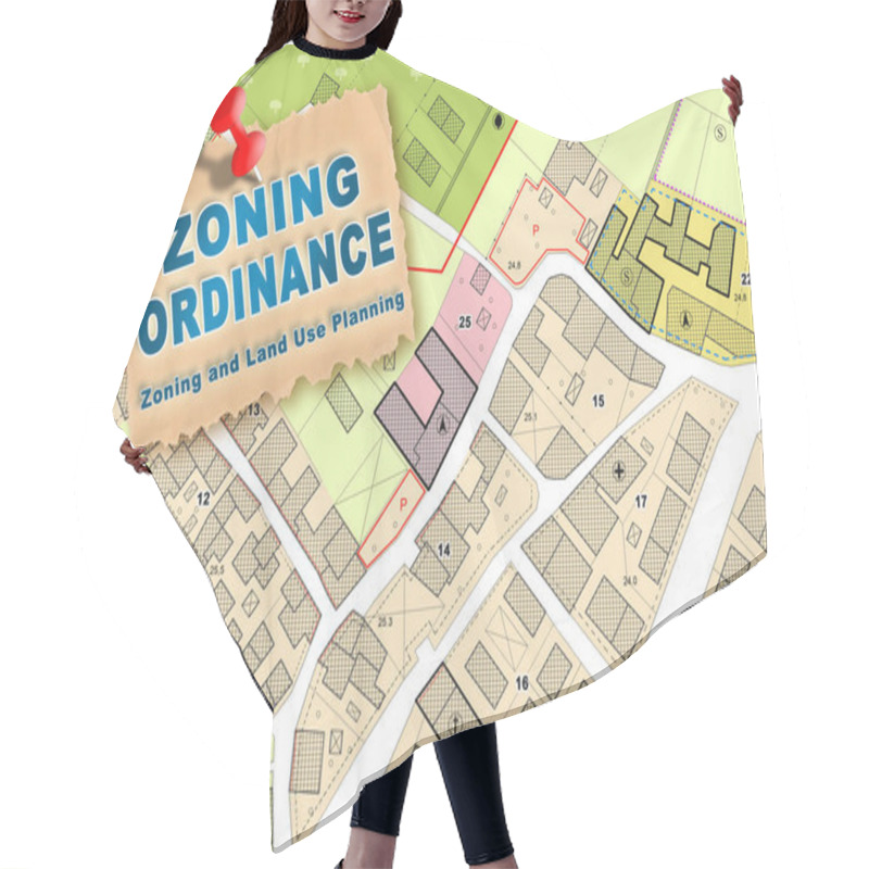 Personality  Imaginary Zoning Ordinance, General Urban Plan With Indications Of Urban Destinations With Buildings, Buildable Areas, Land Plot And Real Estate Land Property Hair Cutting Cape