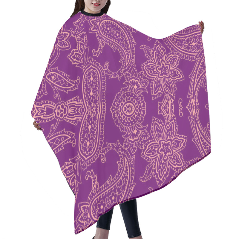 Personality  Seamless Pattern With Paisley And Flowers Hair Cutting Cape