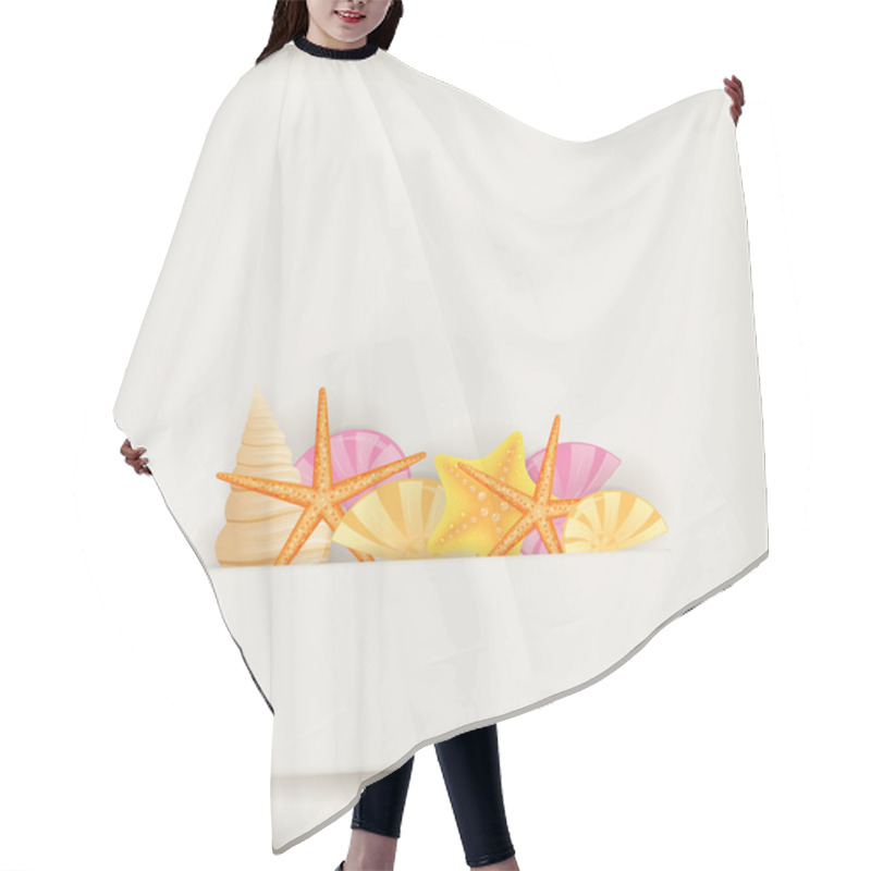 Personality  Summer Background With Seashells Hair Cutting Cape