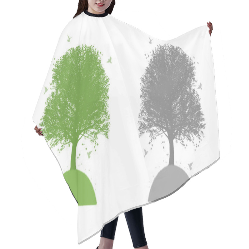 Personality  Tree On A Hill Silhouettes Hair Cutting Cape