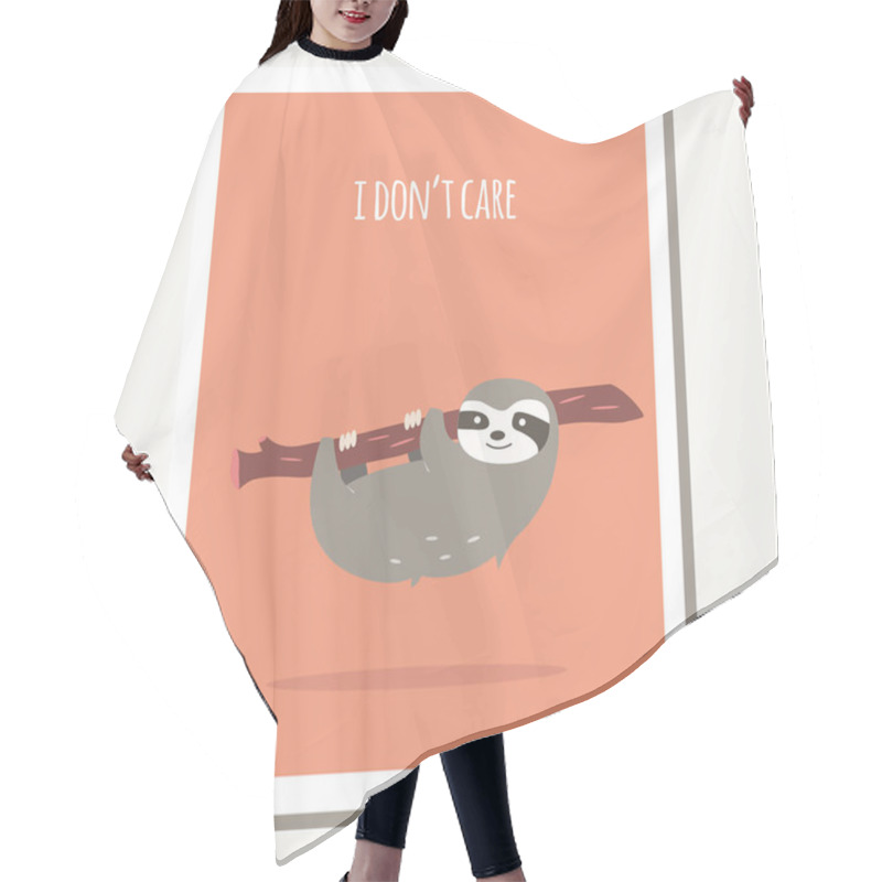 Personality  Greeting Card With Cute Lazy Sloth And Text Message Hair Cutting Cape