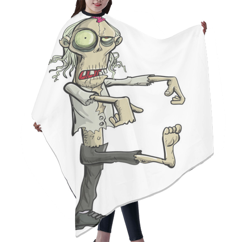 Personality  Green Cartoon Businessman Zombie. Hair Cutting Cape