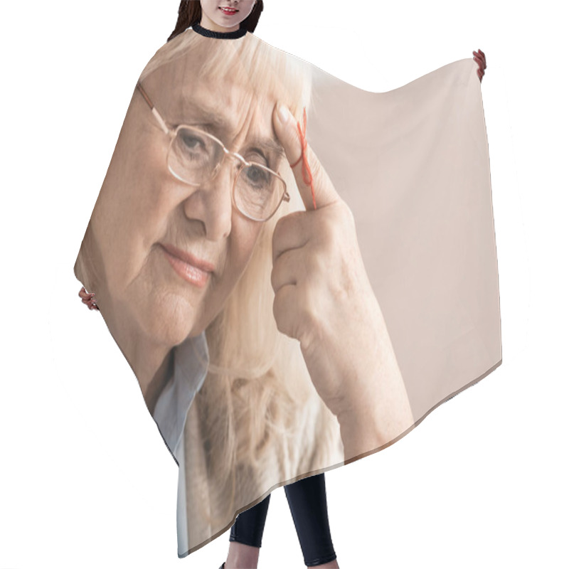 Personality  Pensive Senior Woman With Alzheimers Disease String Human Finger Reminder  Hair Cutting Cape