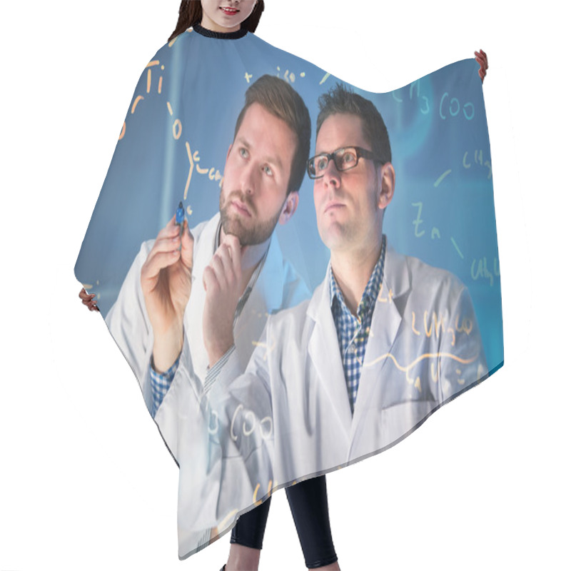 Personality  Group Of Scientists Working At Media Screen Hair Cutting Cape