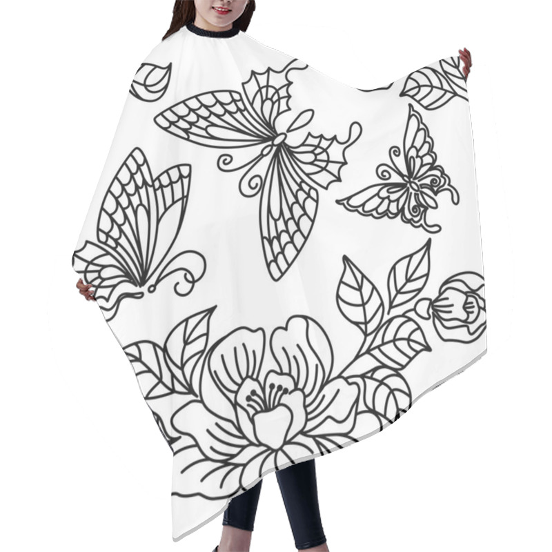 Personality  Flowers And Butterfly Hair Cutting Cape