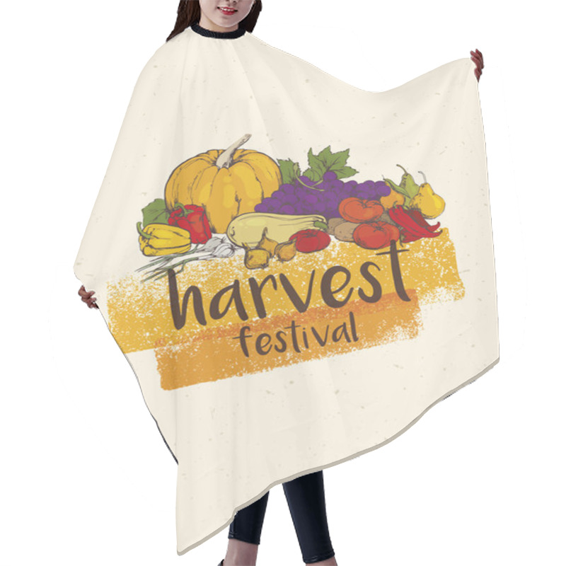 Personality  Harvest Festival Autumn Vegetables Concept Hair Cutting Cape