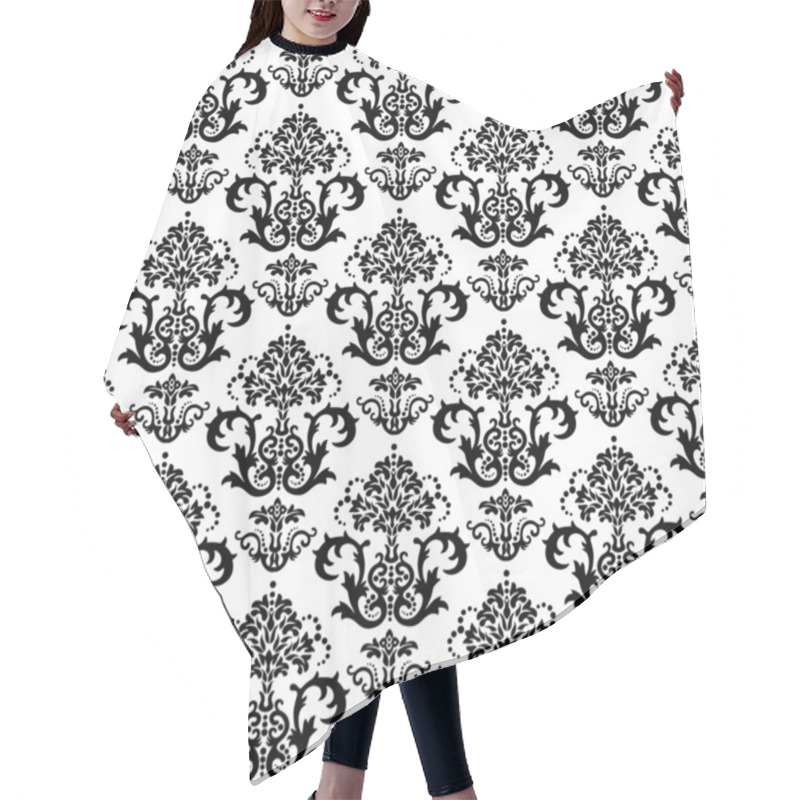 Personality  Seamless Black And White Floral Wallpaper Hair Cutting Cape