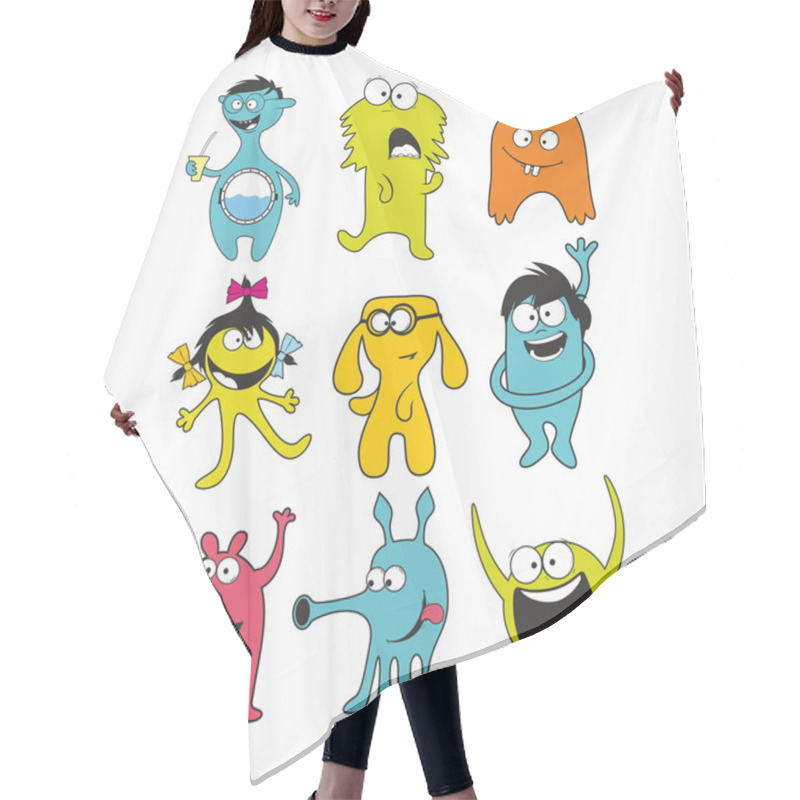 Personality  Collection Of 9 Cute Monsters Doodle Hair Cutting Cape