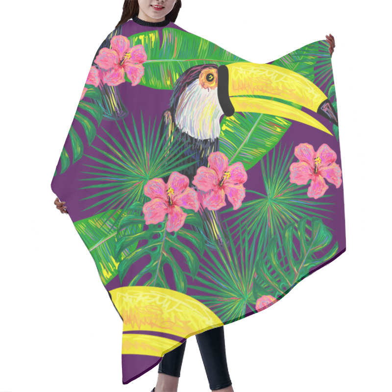 Personality  Jungle Pattern With Toucan Exotic Birds Hair Cutting Cape