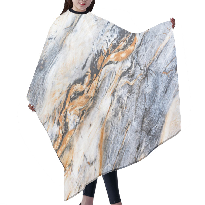 Personality  Quartz Stone With Gray And Brown Patterns. Background And Texture Of Natural Quartzite. Hair Cutting Cape