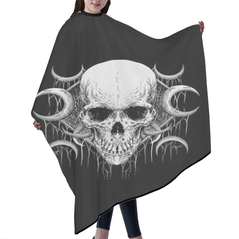 Personality  Skull With Temple Dark And Spider Webs Artwork Illustration Hair Cutting Cape