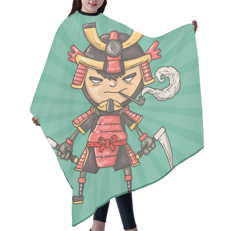 Personality  Cartoon Samurai Hair Cutting Cape