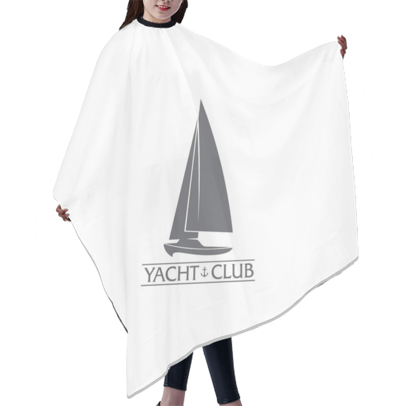 Personality  Graphic Yacht Club, Sailing Sport Logo With Wind Filling Sails Hair Cutting Cape