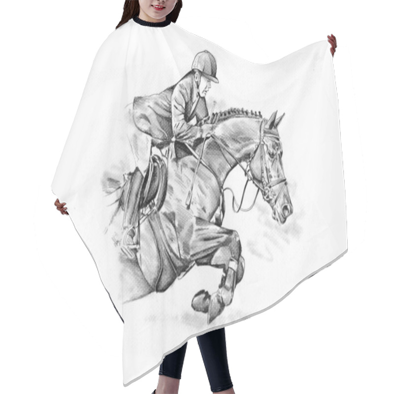 Personality  Freehand Horse Head Pencil Drawing Hair Cutting Cape