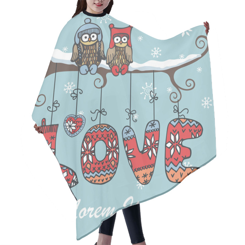 Personality  Valentine Day Card With Owls Hair Cutting Cape