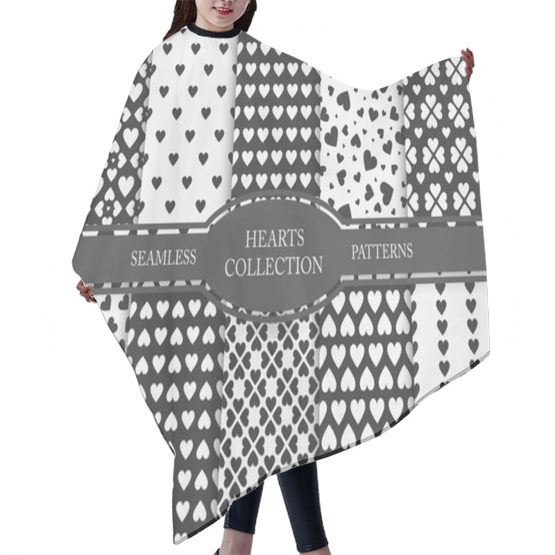 Personality  Collection Of Hearts Seamless Patterns. Happy Valentines Day. Hair Cutting Cape