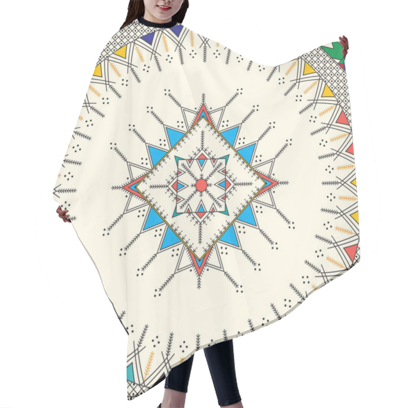 Personality  Decorative Geometric Repeating Pattern Inspired By Al-Qatt Al-Asiri Traditional Paintings Hair Cutting Cape