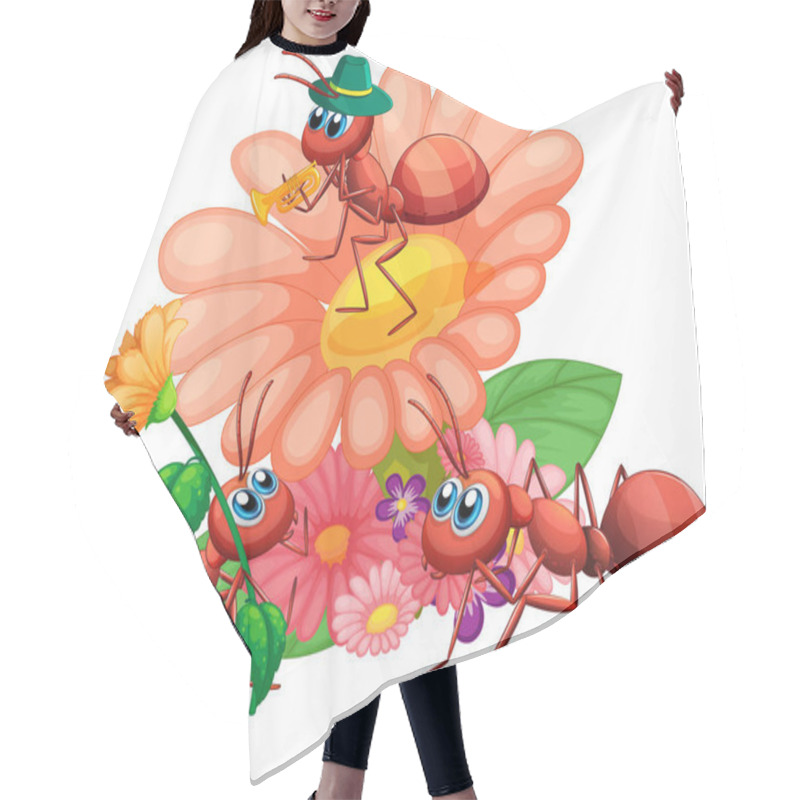 Personality  Group Of Ants And Flowers Illustration Hair Cutting Cape