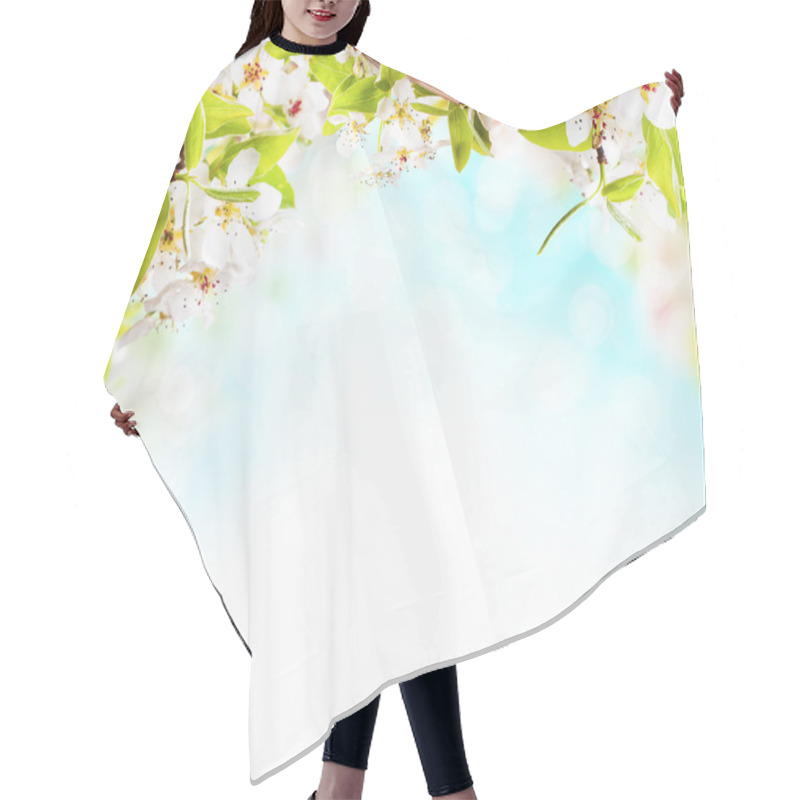 Personality  Spring Blossoms On White Background Hair Cutting Cape