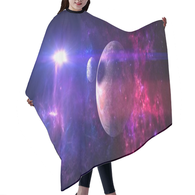 Personality  Planets, Galaxy, Universe, Starry Night Sky, Milky Way Galaxy With Stars And Space Dust In The Universe, Long Exposure Photograph, With Grain. Hair Cutting Cape