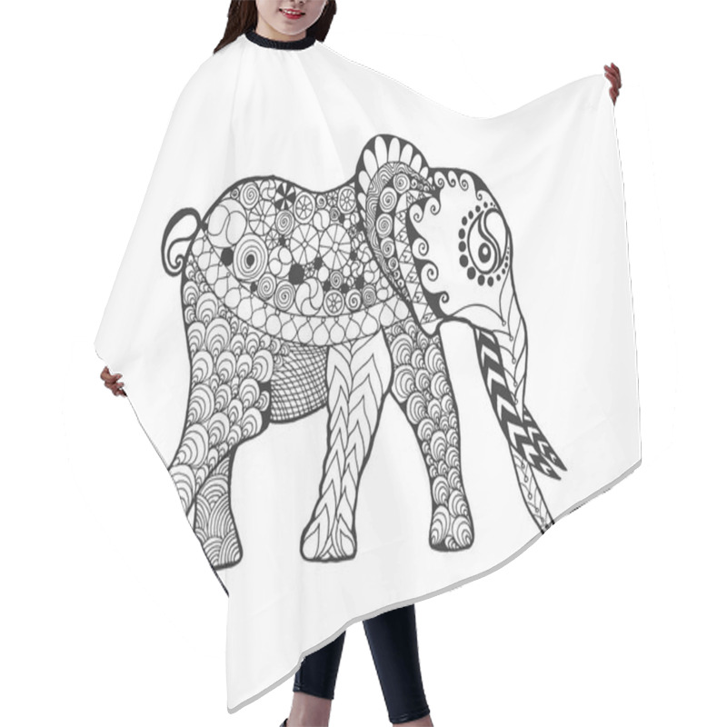 Personality  Zentangle Stylized Elephant Hair Cutting Cape