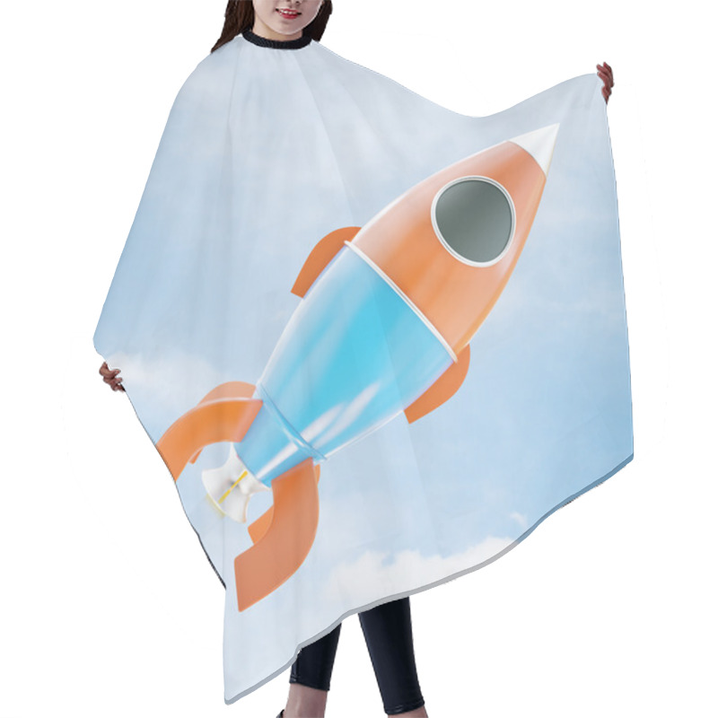 Personality  Rocket Ship On Sky Background Hair Cutting Cape