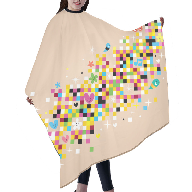 Personality  Fun Pixel Background Hair Cutting Cape