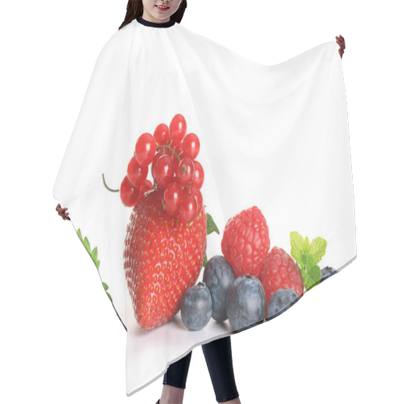 Personality  Red Berries On White Background Hair Cutting Cape