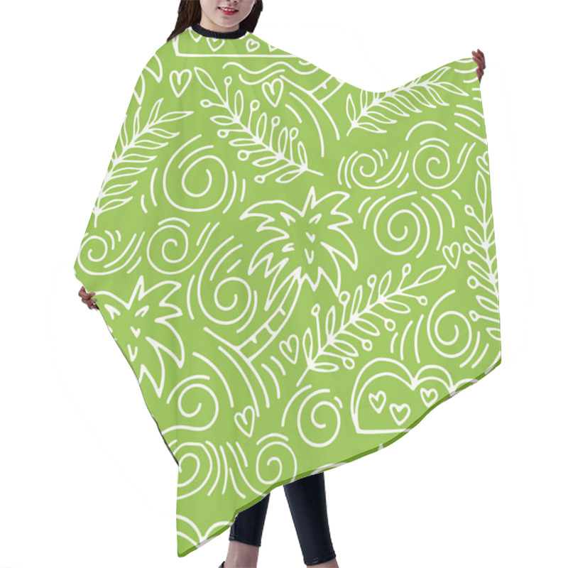 Personality  Seamless Hand-drawn Pattern With Palm Trees And Clouds Hair Cutting Cape