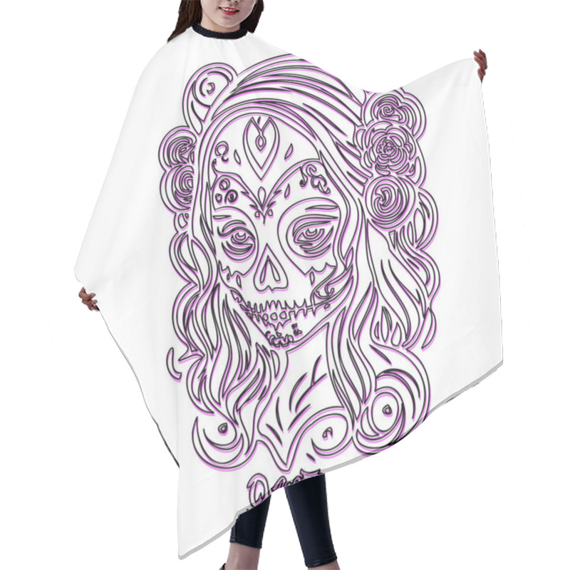 Personality  Sugar Skull Woman With Floral Headband, Day Of The Dead Illustration Hair Cutting Cape