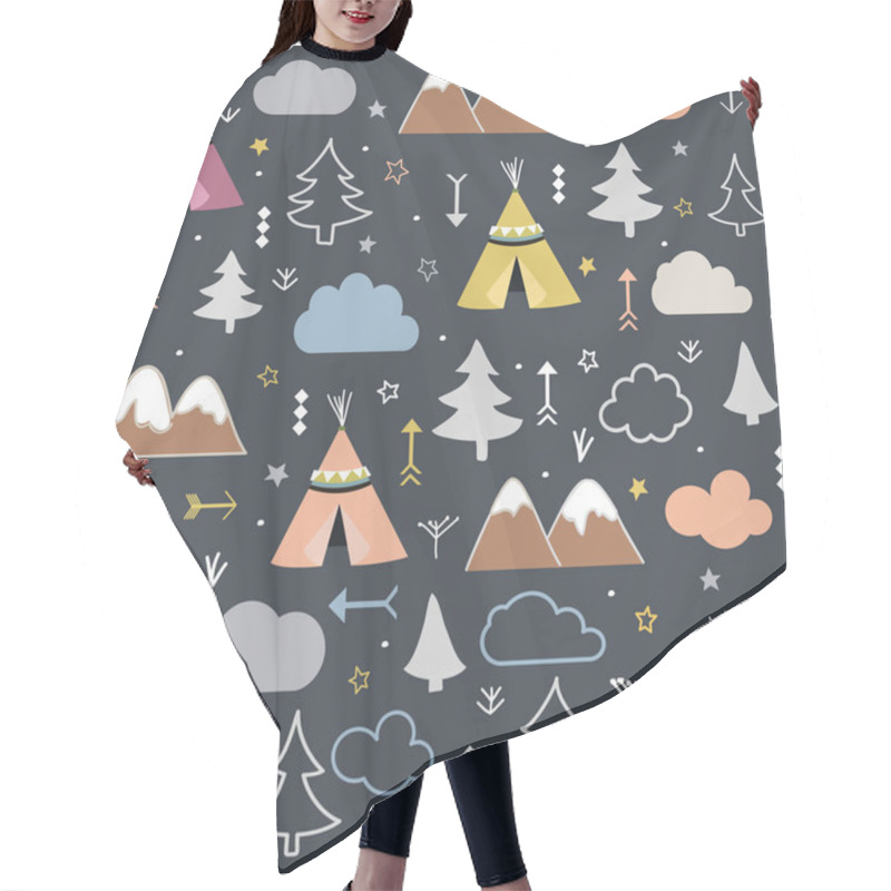 Personality  Wild & Free Teepees Trees Cloud Pattern Hair Cutting Cape