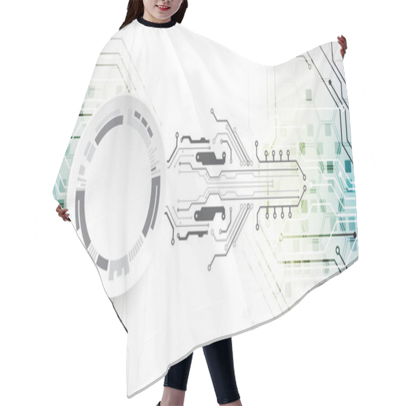 Personality  Vector Illustration, Hi-tech Digital Technology And Engineering Theme Hair Cutting Cape