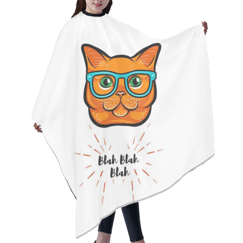 Personality  Ginger Cat Geek. Smart Glasses. Red Cat Nerd. Cat Portrait. Vector. Hair Cutting Cape