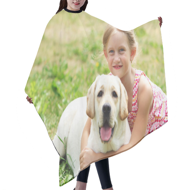 Personality  Little Girl With Her Dog Hair Cutting Cape