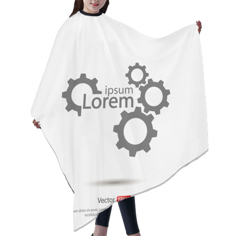 Personality  Gears Icon, Flat Design Style Hair Cutting Cape