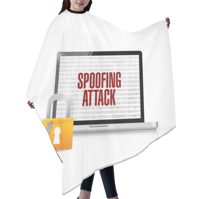 Personality  Spoofing Attack Computer Lock Concept Hair Cutting Cape