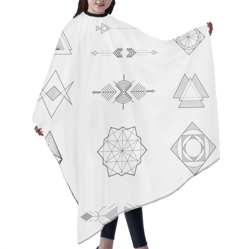 Personality  Set Of Geometric Shapes, Triangles, Line Design Hair Cutting Cape